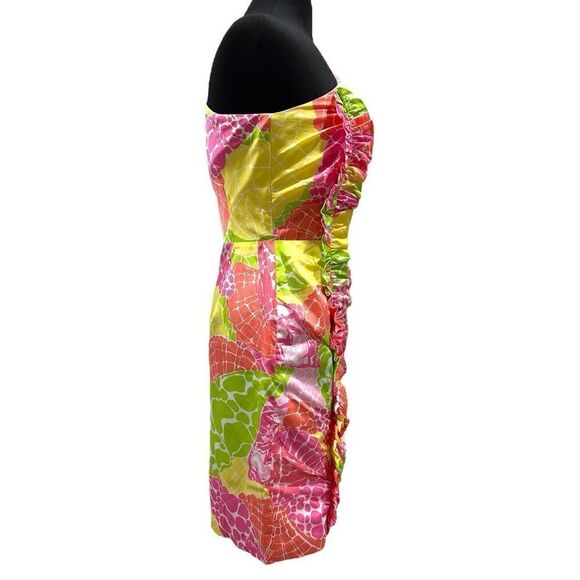 Lilly Pulitzer Julianne One Shoulder Dress Sz 8 Ginger Orange Floral - Picture 5 of 14